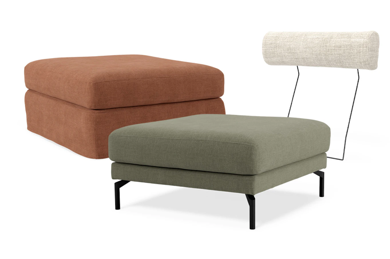 Bild som visar hur Willow fotpall ser ut i fast och avtagbar klädsel