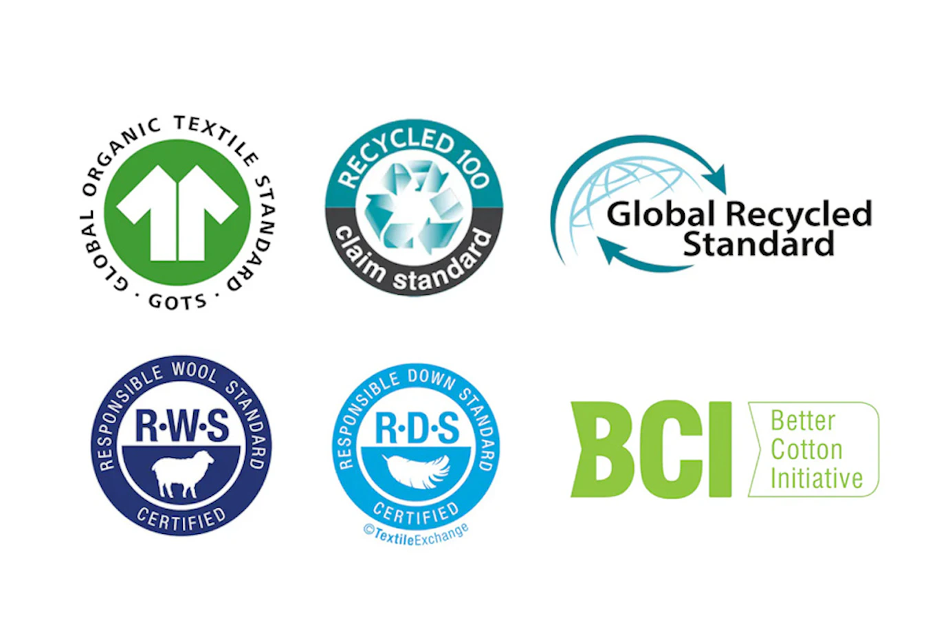 Samlingsbild med flera logotyper från olika hållbarhetsorganisationer som nämns i texten. 