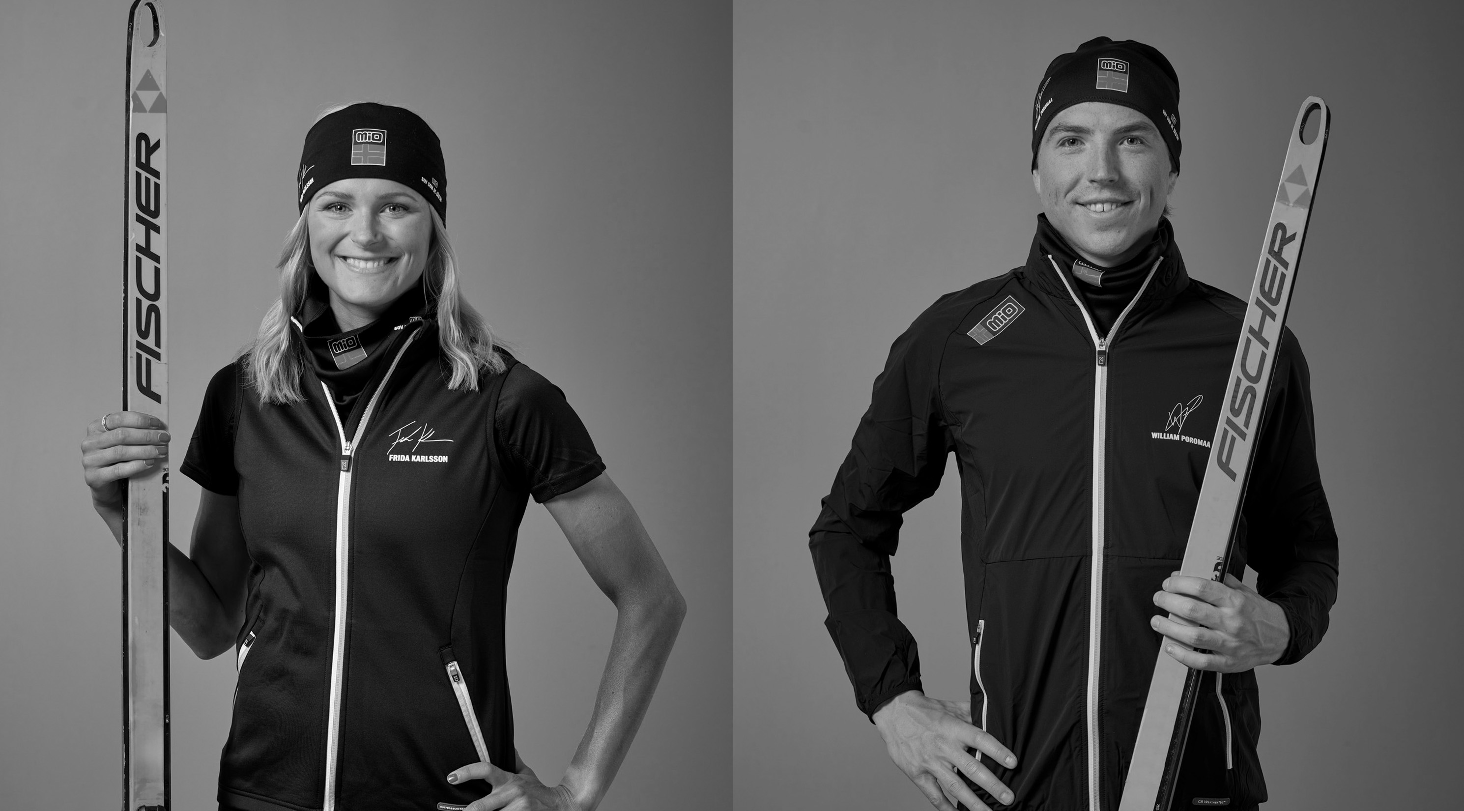Frida Karlsson och William Poromaa, skidåkare och Mios sömnambassadörer. 