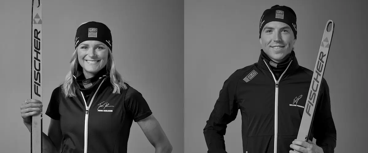Frida Karlsson och William Poromaa, skidåkare och Mios sömnambassadörer.