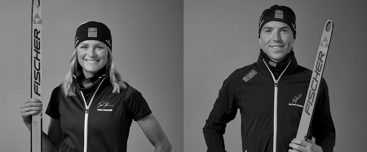 Frida Karlsson och William Poromaa, skidåkare och Mios sömnambassadörer.
