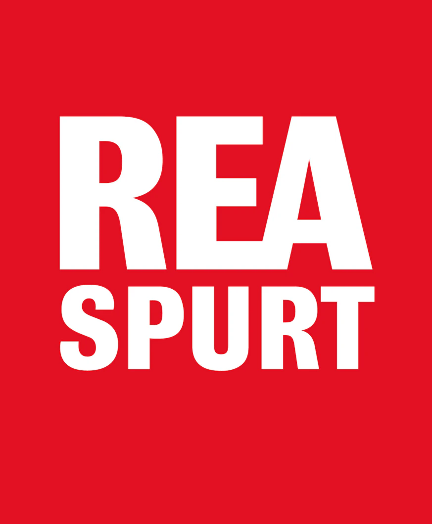 en röd bakgrund med vit text där det står reaspurt