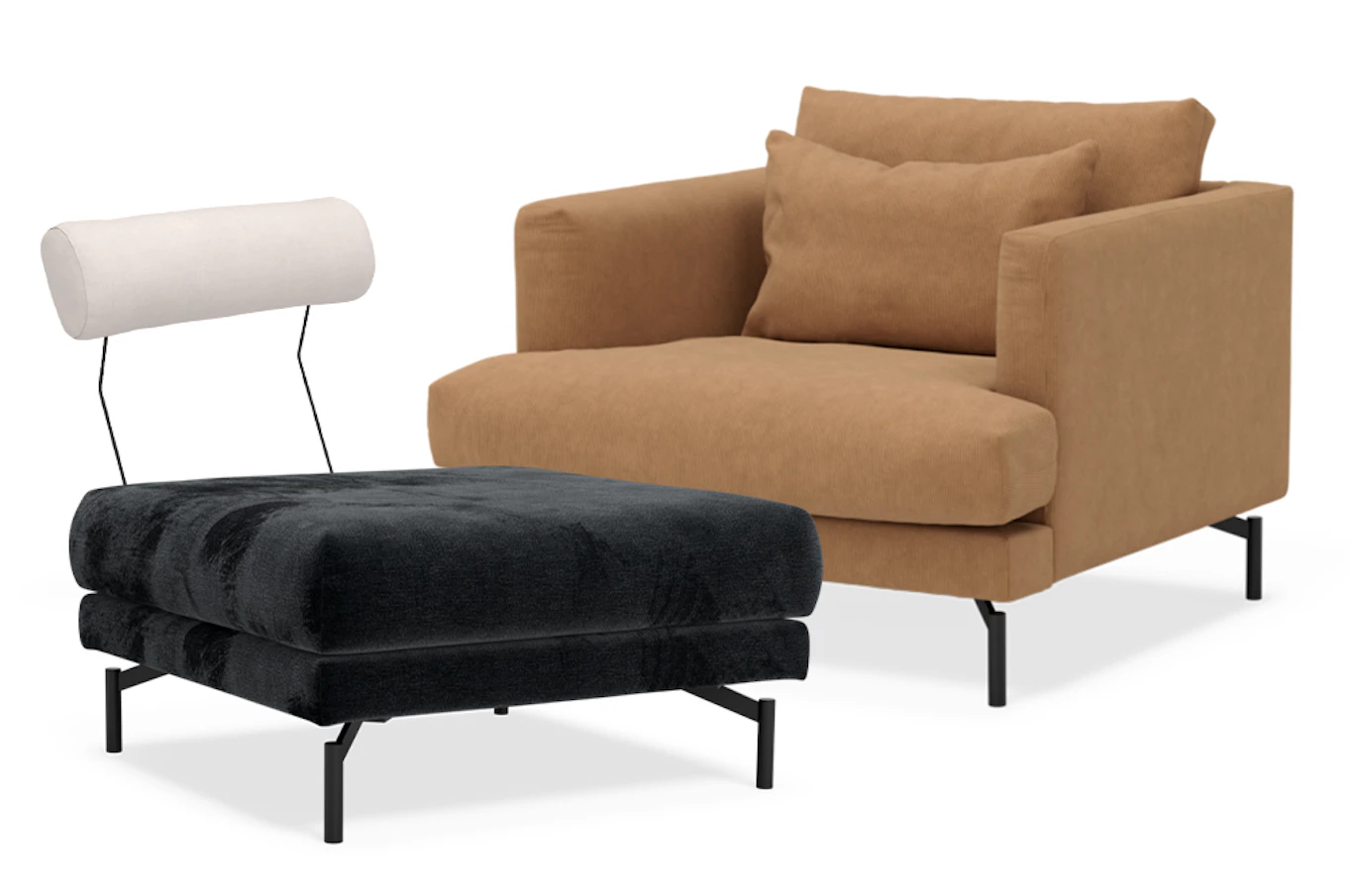 Bild som visar Harper fåtölj, fotpall och nackkudde