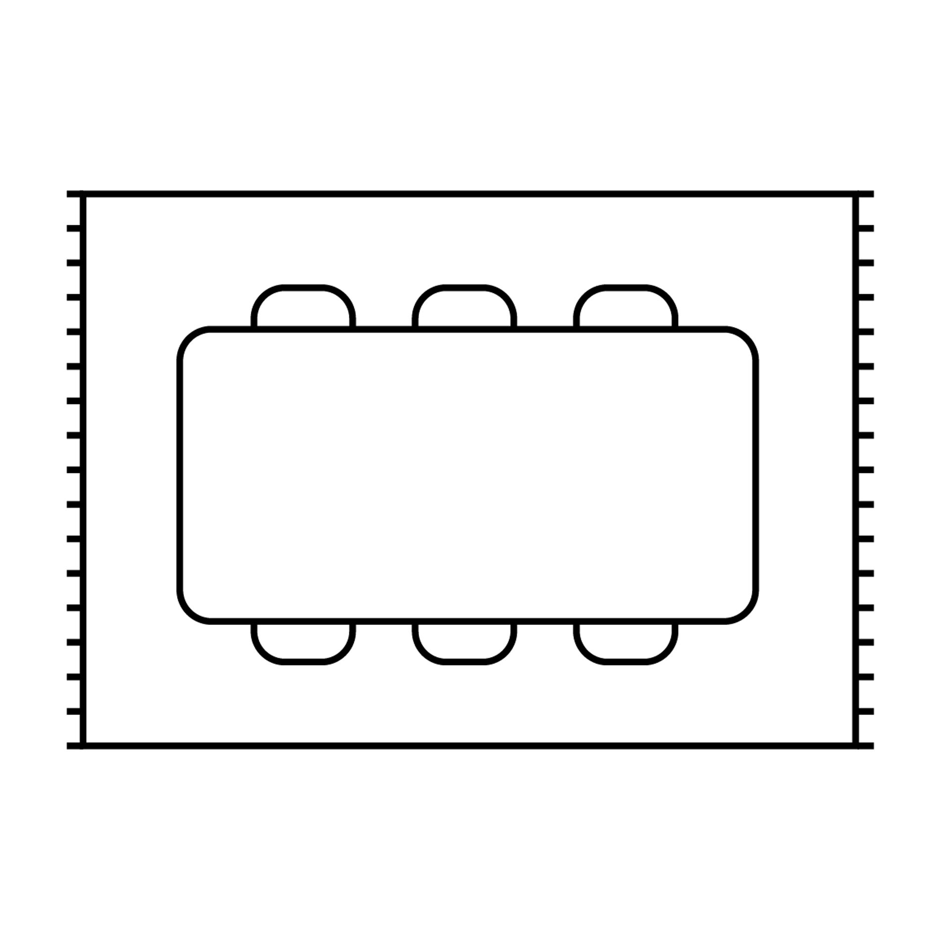 en illustration som visar hur det ser ut med ett rektangulärt bord på en rektangulär matta