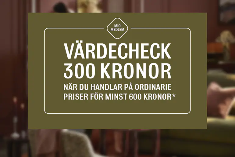 en guldig värdecheck där det står att kunden får 300 kronor om den handlar för 600.