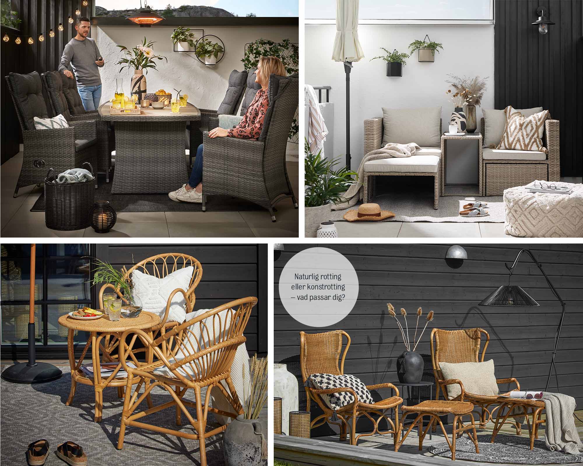 Rätt utemöbler baserat på material Mio