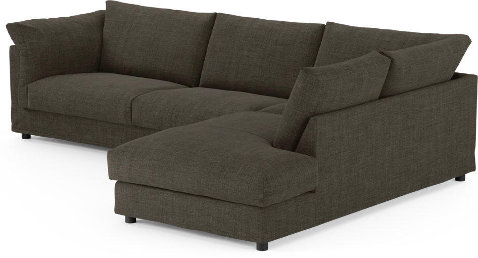 Cherrie - 3-sits soffa med divan höger, med kappa - Brun
