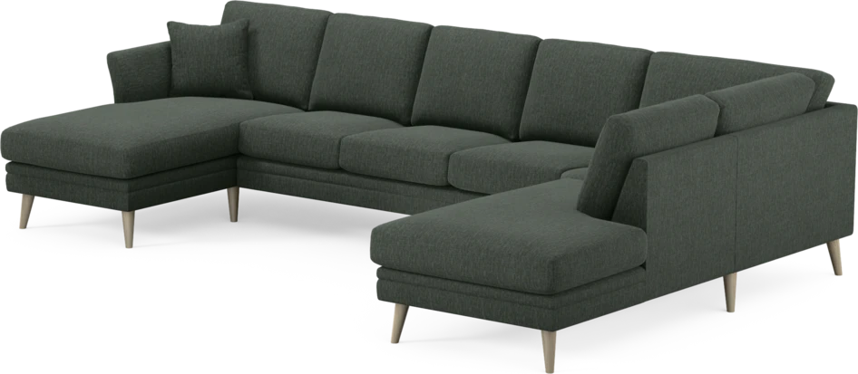 Eden - 3-sits soffa med schäslong vänster och divan höger - Grön
