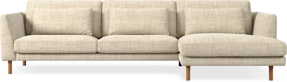 Willow - 3-sits soffa med schäslong höger, fast klädsel - Beige