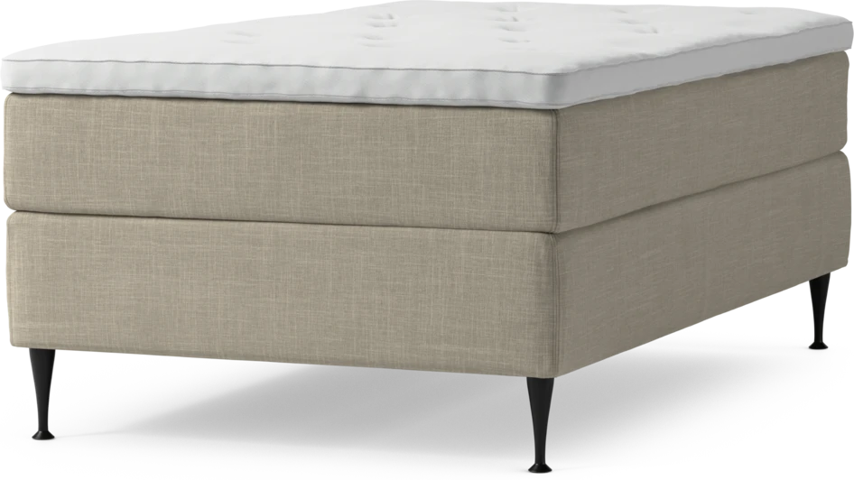Delux Exclusive - Kontinentalsäng, enkelsäng 120 cm med bäddmadrass och sängben - Beige