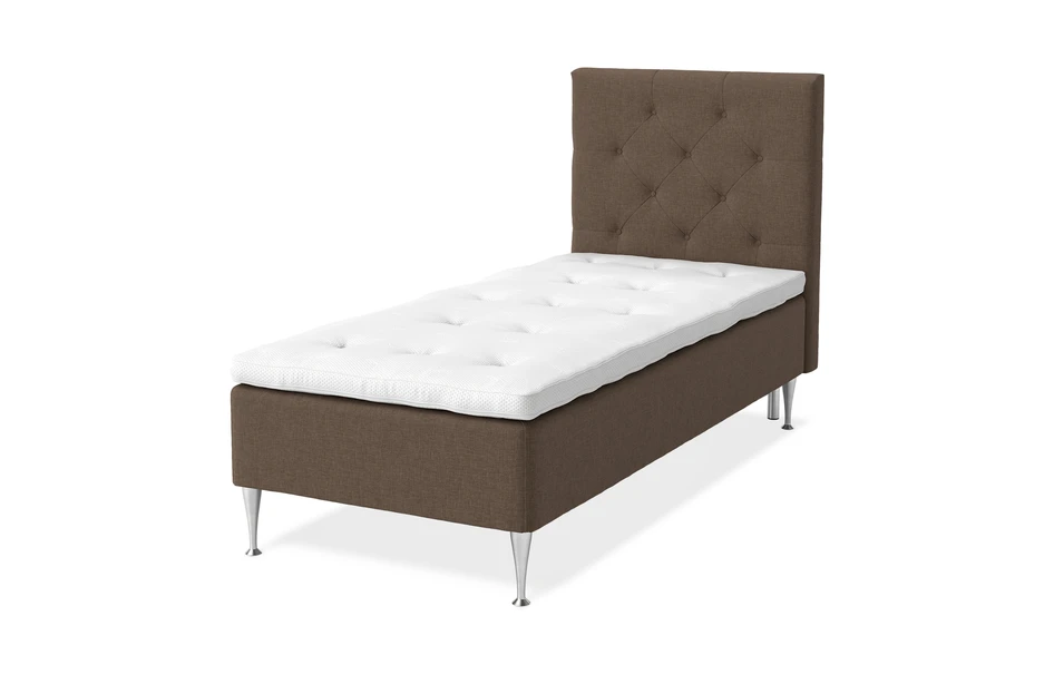 Sense Delux - Ramsäng, enkelsäng med bäddmadrass Sleep Delux vit - Brun