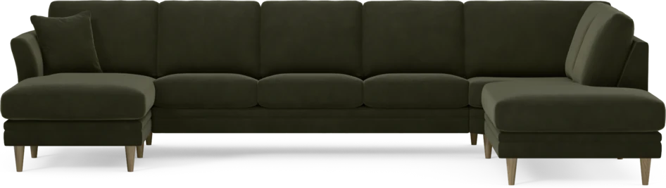 Eden - 3-sits soffa med schäslong vänster och divan höger - Grön