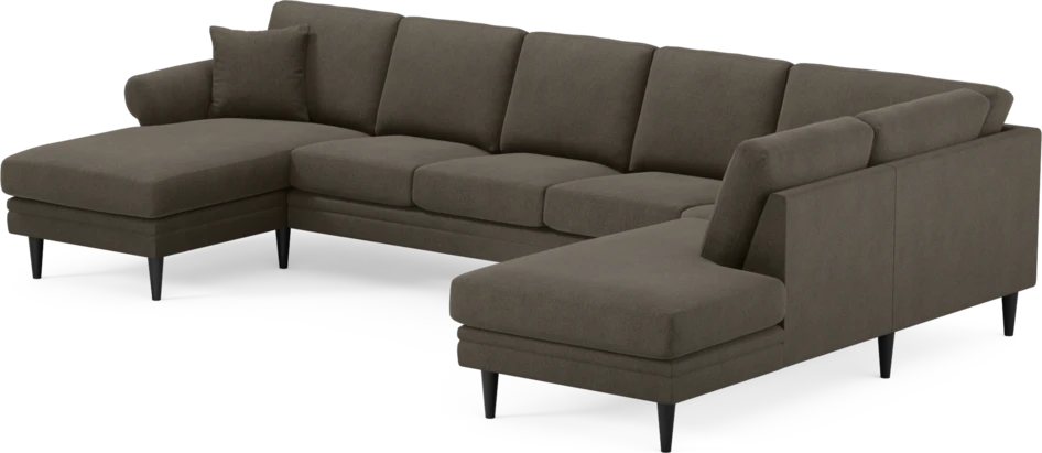 Eden - 3-sits soffa med schäslong vänster och divan höger - Brun