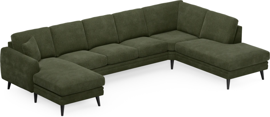Eden - 3-sits soffa med schäslong vänster och divan höger - Grön