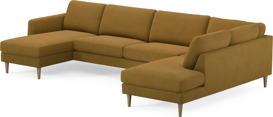 Bridge - 3-sits soffa med schäslong vänster och divan höger - Gul