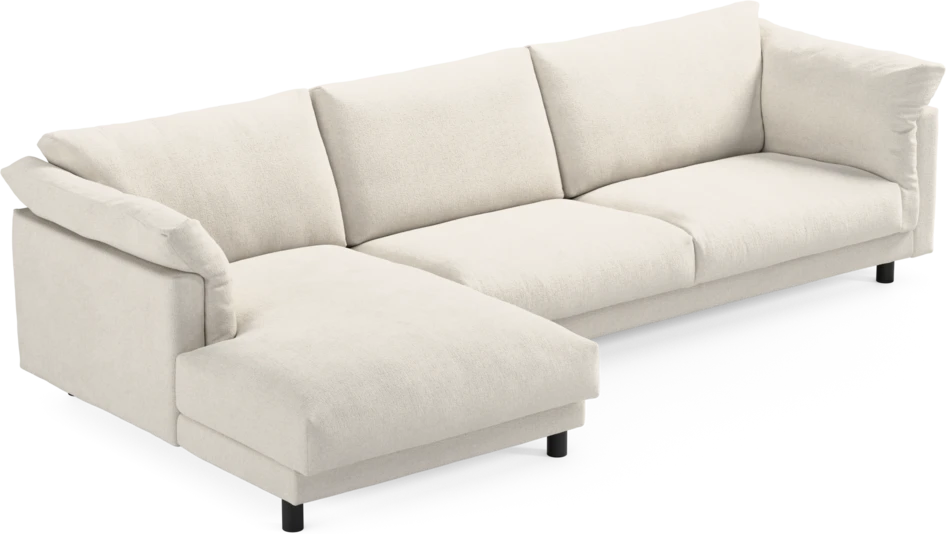 Cherrie - 3-sits soffa med schäslong vänster, fast klädsel - Vit