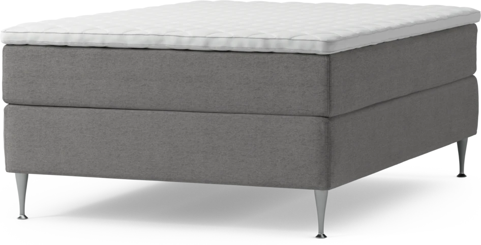 Delux Exclusive - Kontinentalsäng, enkelsäng 140 cm med bäddmadrass och sängben - Grå