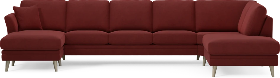 Eden - 3-sits soffa med schäslong vänster och divan höger - Röd