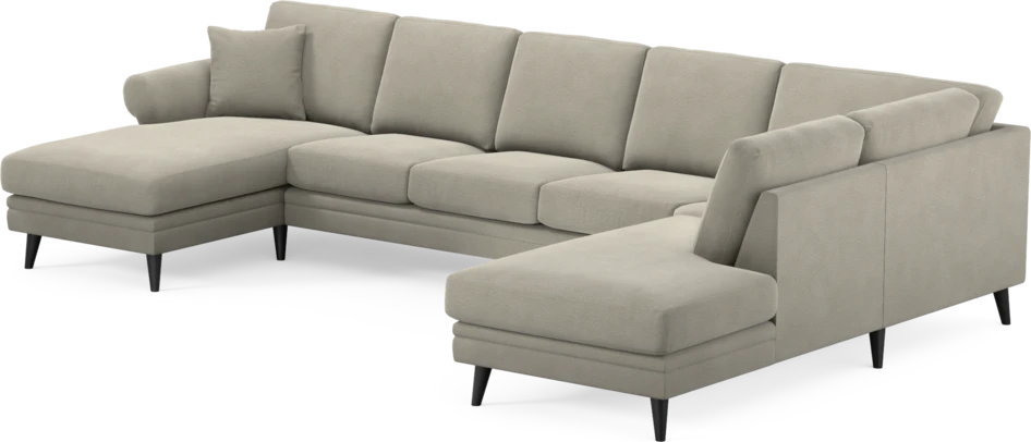 Eden - 3-sits soffa med schäslong vänster och divan höger - Brun