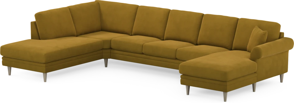 Eden - 3-sits soffa med divan vänster och schäslong höger - Gul