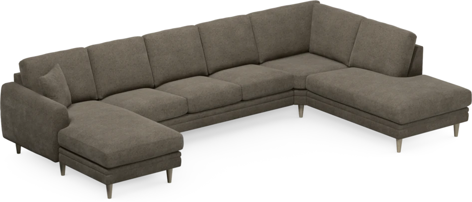 Eden - 3-sits soffa med schäslong vänster och divan höger - Brun