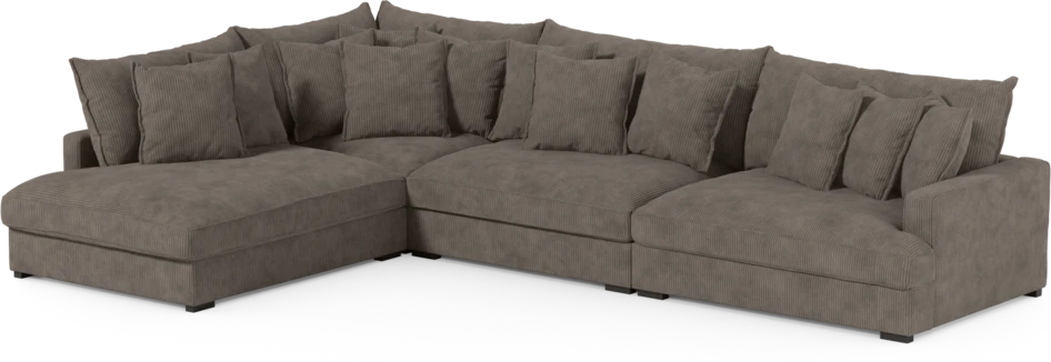 Rossi - 4-sits soffa med divan vänster - Brun