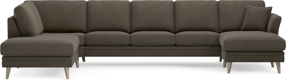 Eden - 3-sits soffa med divan vänster och schäslong höger - Brun