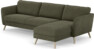 Bridge - 3-sits soffa med schäslong höger - Grön