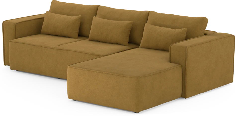 Ide - Bäddsoffa 3-sits med schäslong höger - Gul