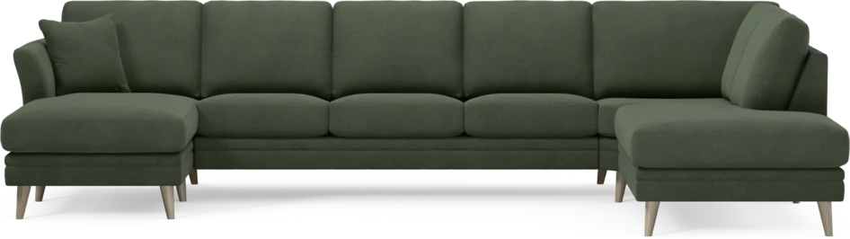 Eden - 3-sits soffa med schäslong vänster och divan höger - Grön