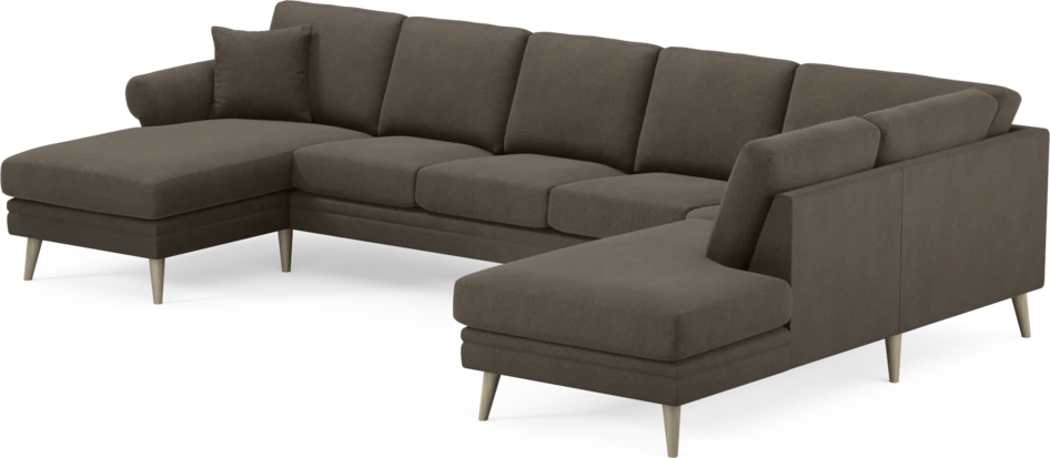 Eden - 3-sits soffa med schäslong vänster och divan höger - Brun