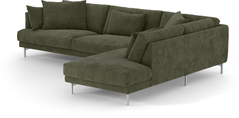 Harper - 3-sits soffa med divan höger - Grön