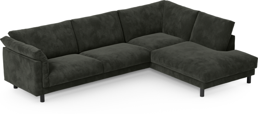 Cherrie - 3-sits soffa med divan höger, fast klädsel - Svart