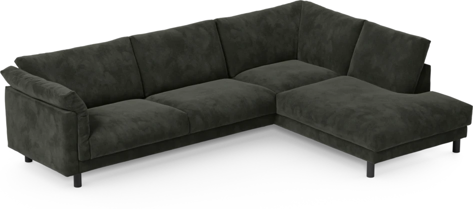 Cherrie - 3-sits soffa med divan höger, fast klädsel - Svart