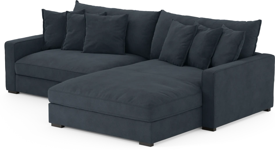Rossi - 2-sits soffa med schäslong XL höger - Blå