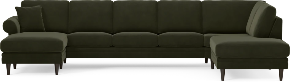 Eden - 3-sits soffa med schäslong vänster och divan höger - Grön