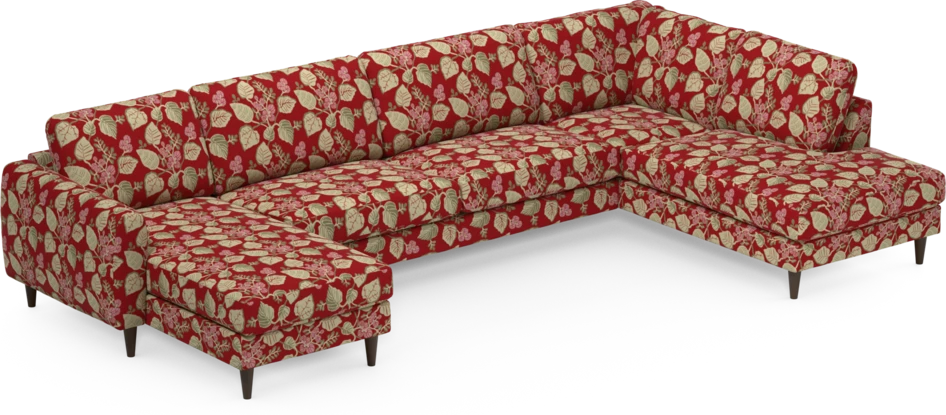 Bridge - 3-sits soffa med schäslong vänster och divan höger - Röd