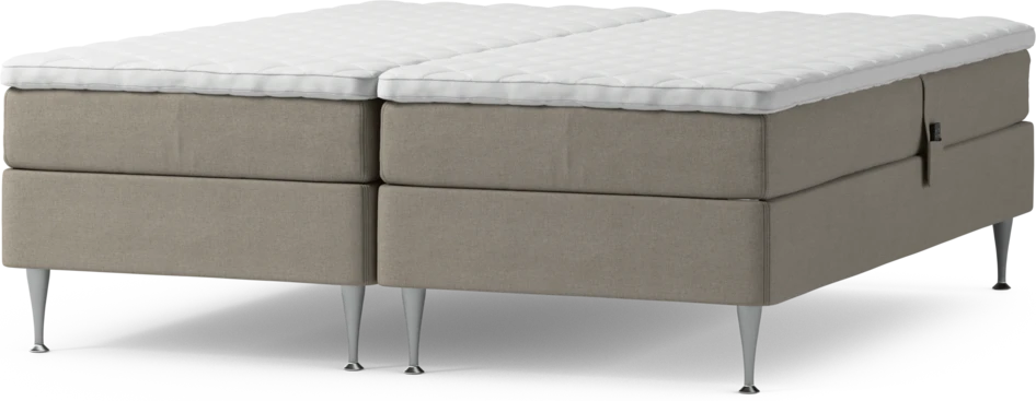 Delux Sense - Ställbar säng, dubbelsäng med bäddmadrass och sängben - Beige