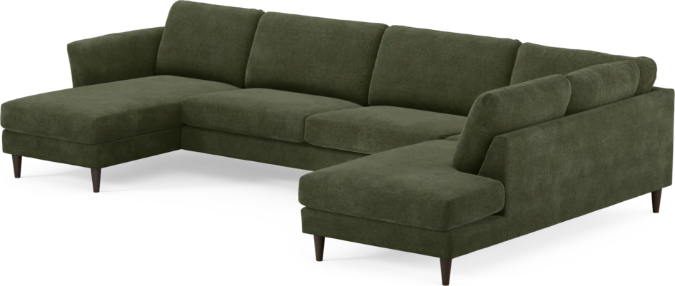 Bridge - 3-sits soffa med schäslong vänster och divan höger - Grön