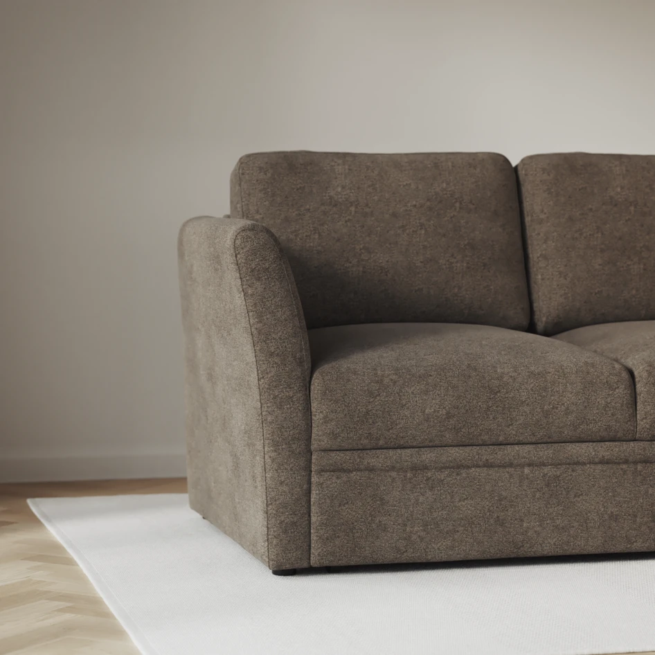 Öland - Bäddsoffa med schäslong vänster och divan höger - Brun