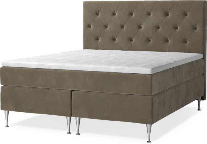 New York Supreme, Kontinentalsäng, dubbelsäng med bäddmadrass, sängben och sänggavel pikerad