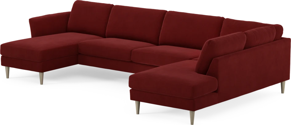 Bridge - 3-sits soffa med schäslong vänster och divan höger - Röd