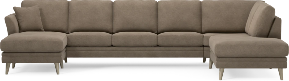 Eden - 3-sits soffa med schäslong vänster och divan höger - Brun