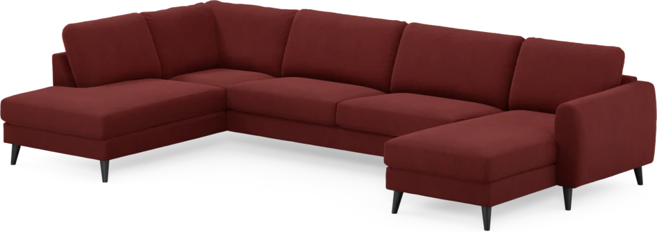 Bridge - 3-sits soffa med divan vänster och schäslong höger - Röd