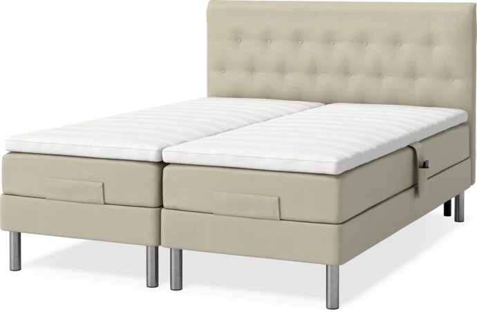 Roma Family, Ställbar säng, dubbelsäng med bäddmadrass och sänggavel låg pikerad, B 160-180