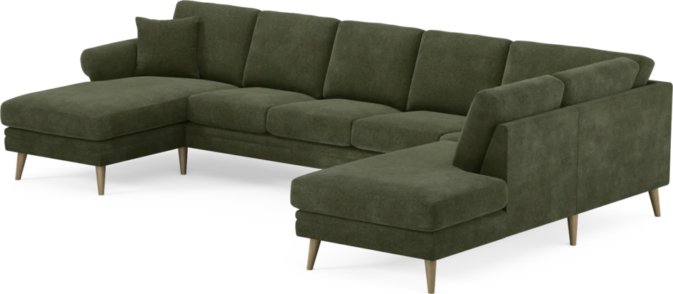 Eden - 3-sits soffa med schäslong vänster och divan höger - Grön