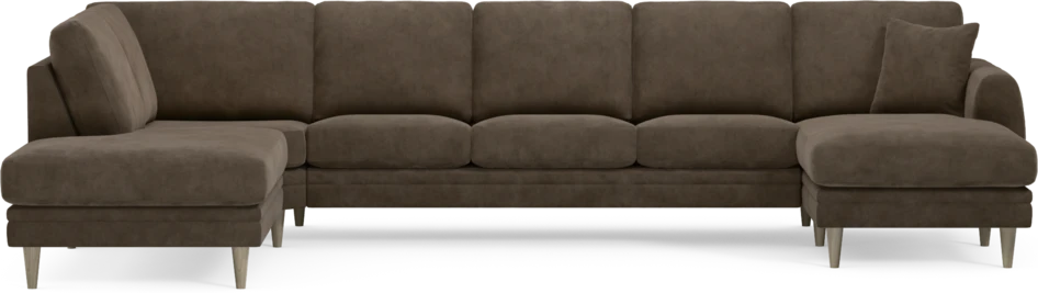 Eden - 3-sits soffa med divan vänster och schäslong höger - Brun