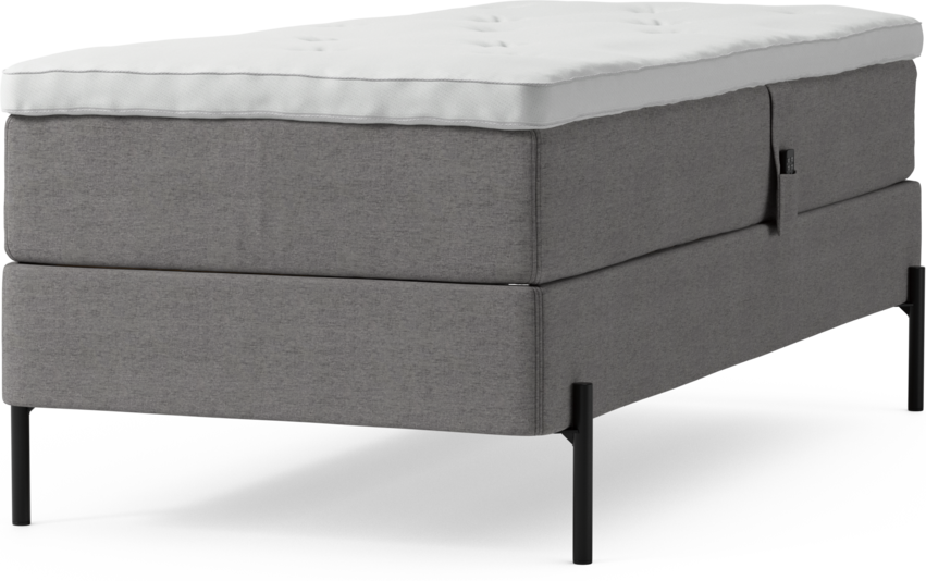 Delux Dream - Ställbar säng, enkelsäng med bäddmadrass och sängben - Grå