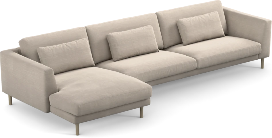 Willow - 4-sits soffa med schäslong vänster, fast klädsel - Beige
