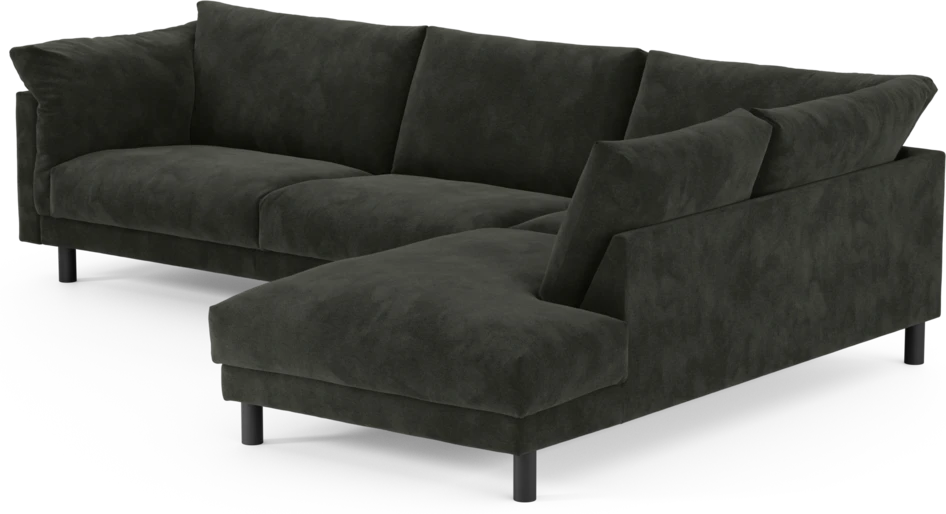 Cherrie - 3-sits soffa med divan höger, fast klädsel - Svart